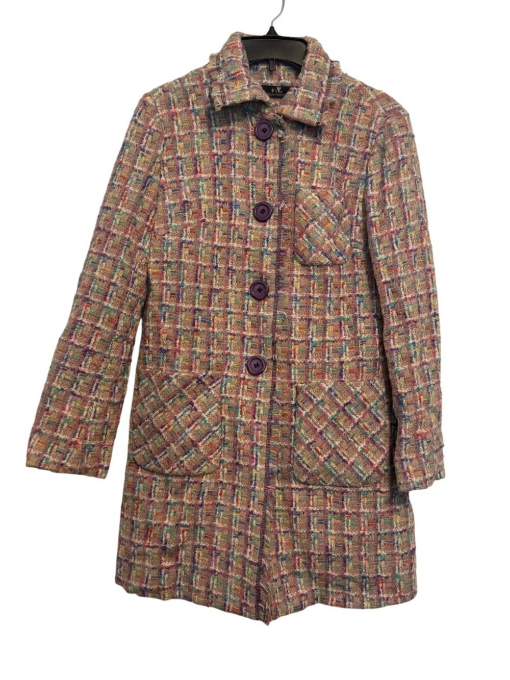 vintage 1994 Elliotts Valentino Womens Multicolor Tweed Coat  Size L